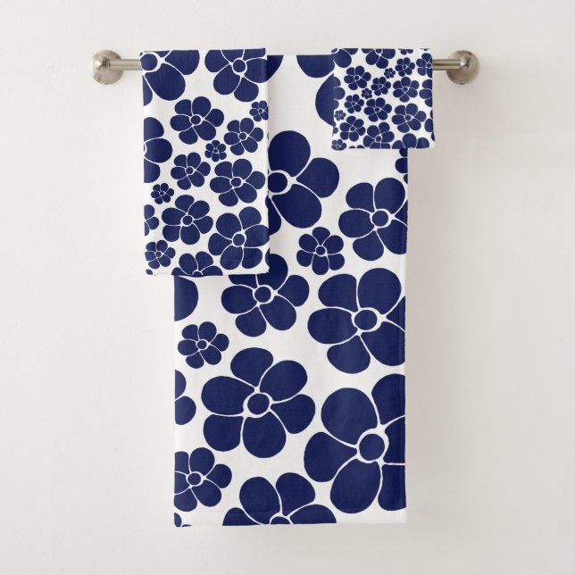 Muster der Blume - Blau und Weiß Badhandtuch Set (Insitu)