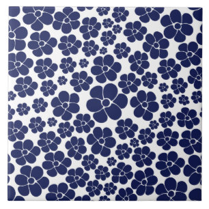 Muster der Blume - Blau und Weiß Fliese