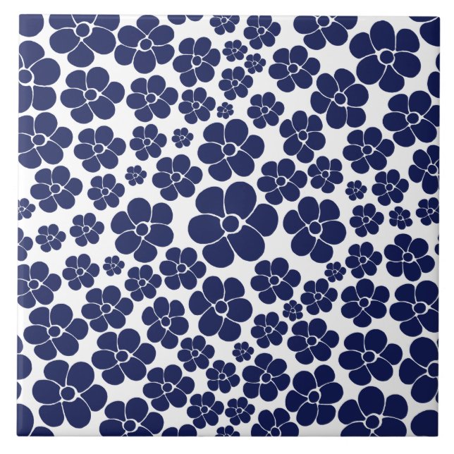 Muster der Blume - Blau und Weiß Fliese (Vorderseite)