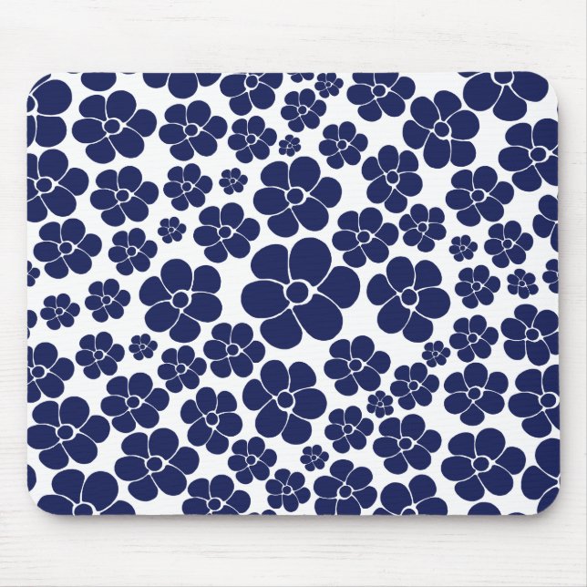 Muster der Blume - Blau und Weiß Mousepad (Vorne)