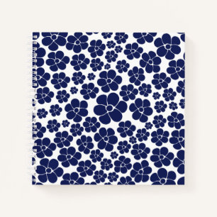 Muster der Blume - Blau und Weiß Notizbuch