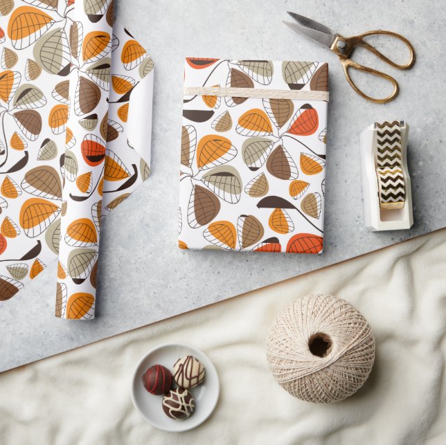 Muster der Blume, Blumenmuster, braun, orange Geschenkpapier (Kunsthandwerk)