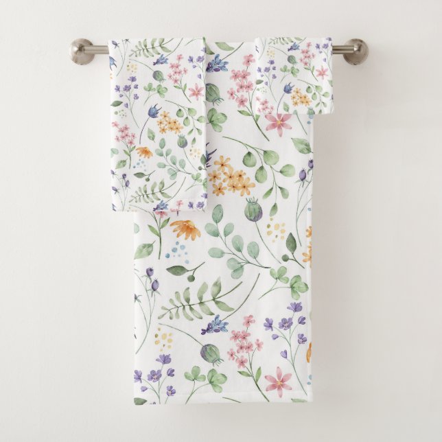 Muster der Blume der Aquarellfrüchte Badhandtuch Set (Insitu)