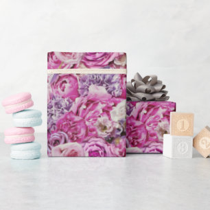 Muster der Blume der rosa weißen Lavendel-Rose Geschenkpapier
