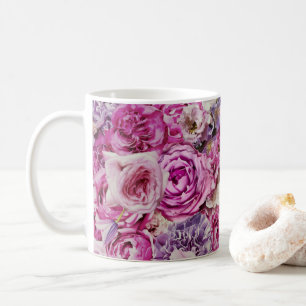 Muster der Blume der rosa weißen Lavendel-Rose Kaffeetasse
