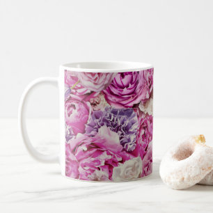 Muster der Blume der rosa weißen Lavendel-Rose Kaffeetasse