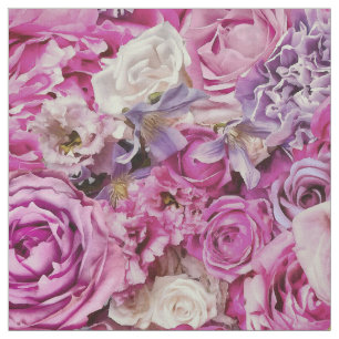 Muster der Blume der rosa weißen Lavendel-Rose Stoff