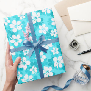 Muster der Blume des tropischen blauen Hibiskus Geschenkpapier