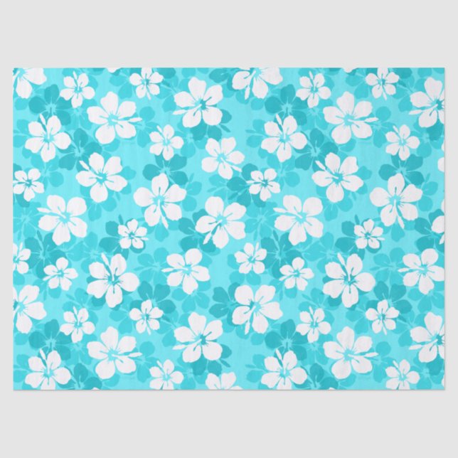Muster der Blume des tropischen blauen Hibiskus Seidenpapier (Vorderseite)