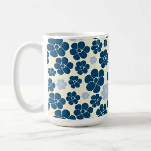 Muster der Blume - Dunkelblau, hellblau und cremef Kaffeetasse