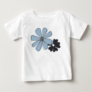 Muster der Blume für die Kontur von Retro Fun Blue Baby T-shirt