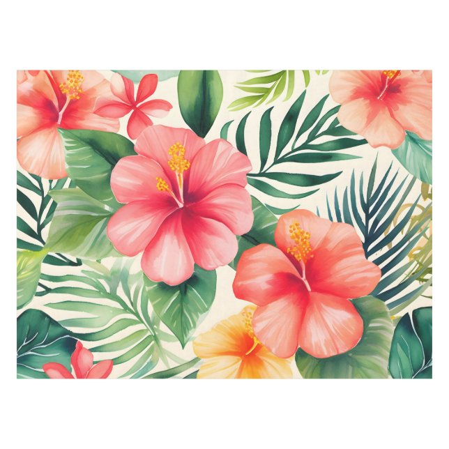 Muster der Blume für tropischen Hibiskus Tischdecke (Vorderseite (Horizontal))