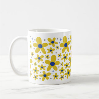 Muster der Blume Gelb & Blau Kaffeetasse