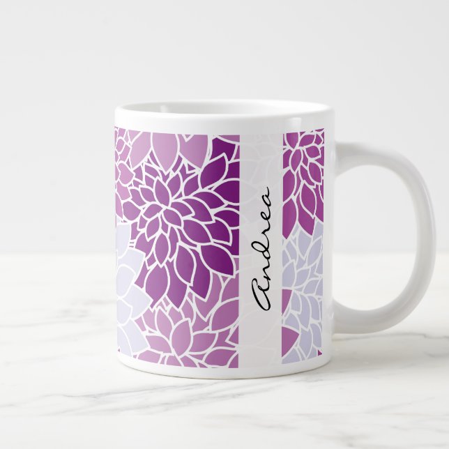 Muster der Blume, Lila Dahlia, Ihr Name Jumbo-Tasse (Rechts)