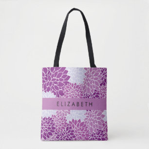Muster der Blume, Lila Dahlia, Ihr Name Tasche