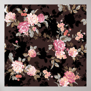 Muster der Blume, Muster der textilen Illustration Poster