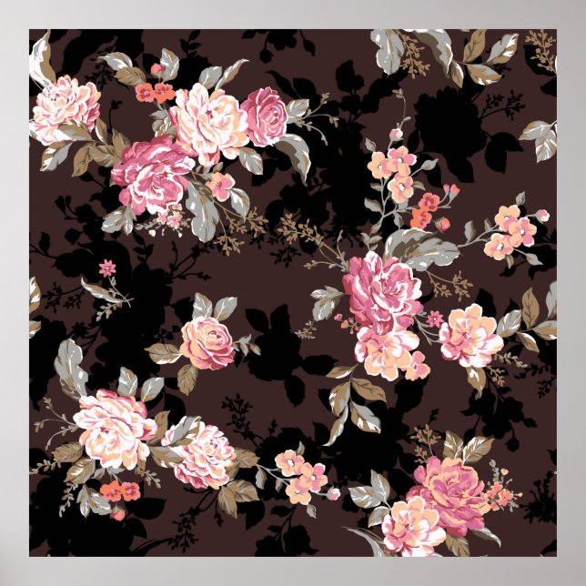Muster der Blume, Muster der textilen Illustration Poster (Vorne)