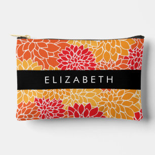 Muster der Blume, Orange Dahlia, Ihr Name Zubehörtasche