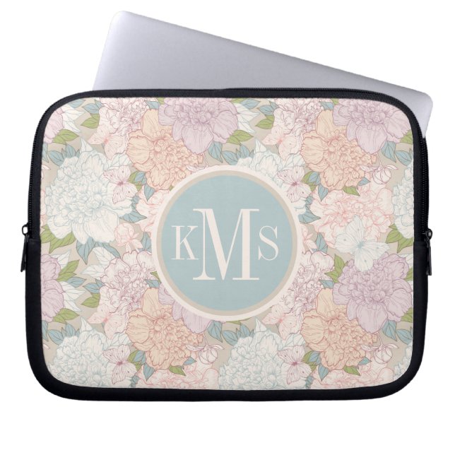 Muster der Blume Pastel Peony & Butterfly Laptopschutzhülle (Vorderseite)