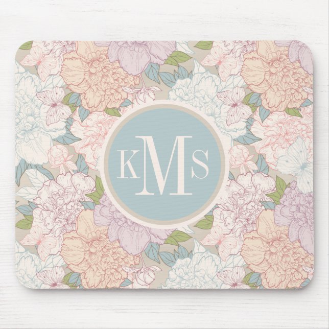 Muster der Blume Pastel Peony & Butterfly Mousepad (Vorne)