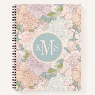Muster der Blume Pastel Peony & Butterfly Notizbuch