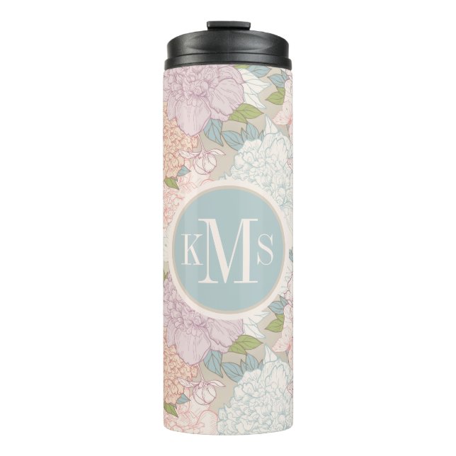 Muster der Blume Pastel Peony & Butterfly Thermosbecher (Vorderseite)