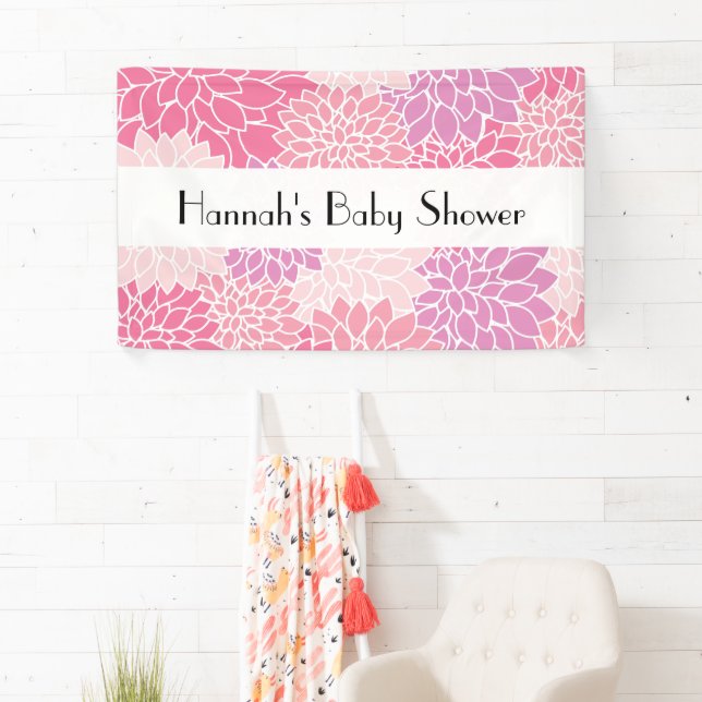 Muster der Blume, rosa Dahlia, Babydusche Banner (Insitu)