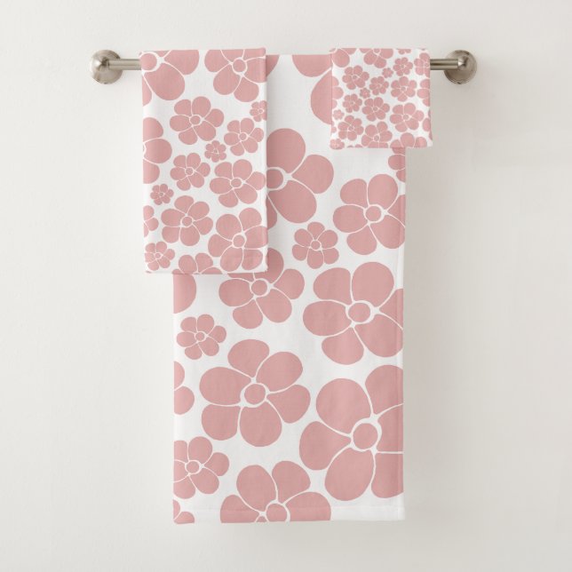 Muster der Blume - Rosa und Weiß Badhandtuch Set (Insitu)