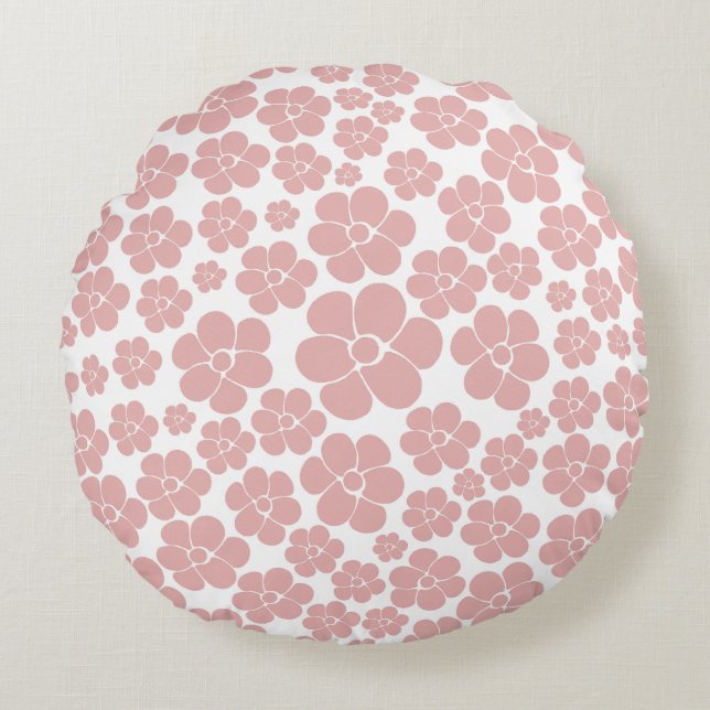 Muster der Blume - Rosa und Weiß Rundes Kissen (Vorderseite)