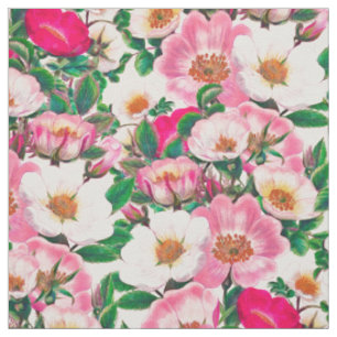 Muster der Blume Rosa und Weiße Wilde Rose Stoff