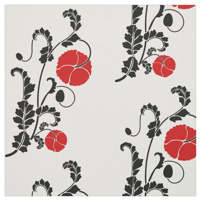 Muster der Blume Rot und Schwarz Stoff (Muster)