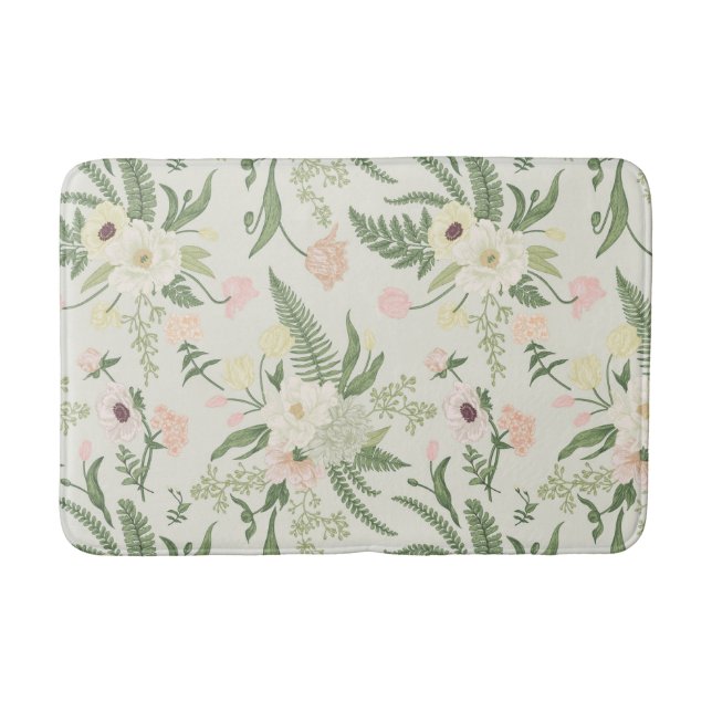 Muster der Blume "Soft Minze Green Garden" Badematte (Vorderseite)