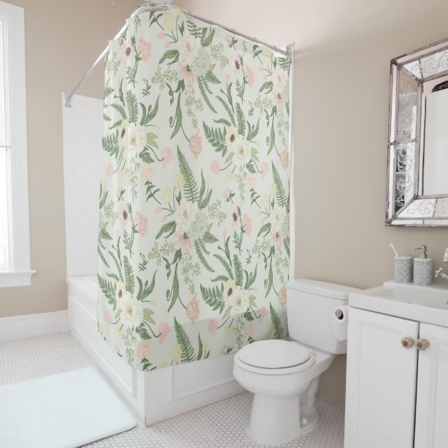 Muster der Blume "Soft Minze Green Garden" Duschvorhang (Beispiel)