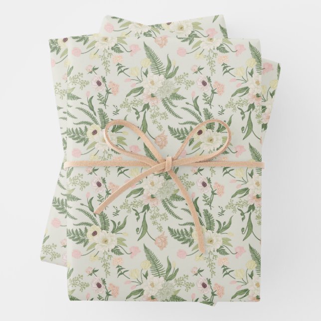 Muster der Blume "Soft Minze Green Garden" Geschenkpapier Set (Beispiel)