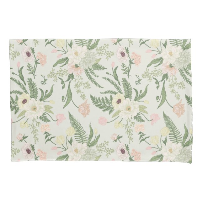 Muster der Blume "Soft Minze Green Garden" Kissenbezug (Vorderseite)