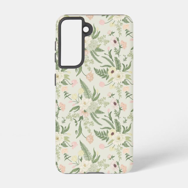 Muster der Blume "Soft Minze Green Garden" Samsung Galaxy Hülle (Rückseite)
