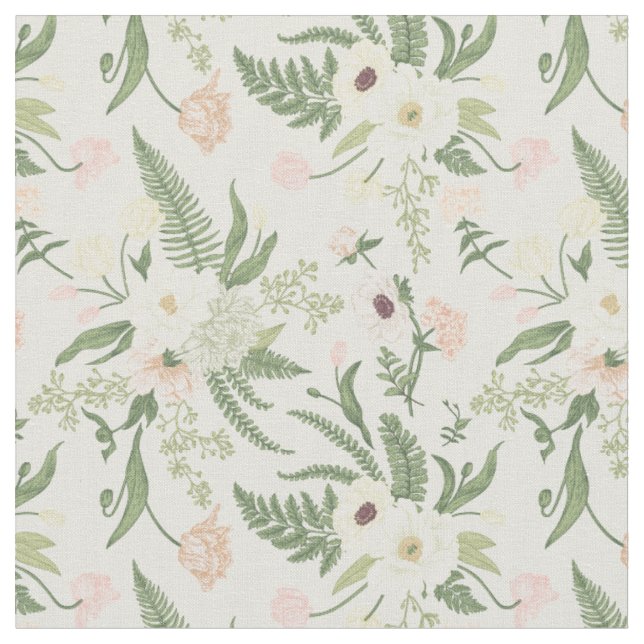 Muster der Blume "Soft Minze Green Garden" Stoff (Nahaufnahme)