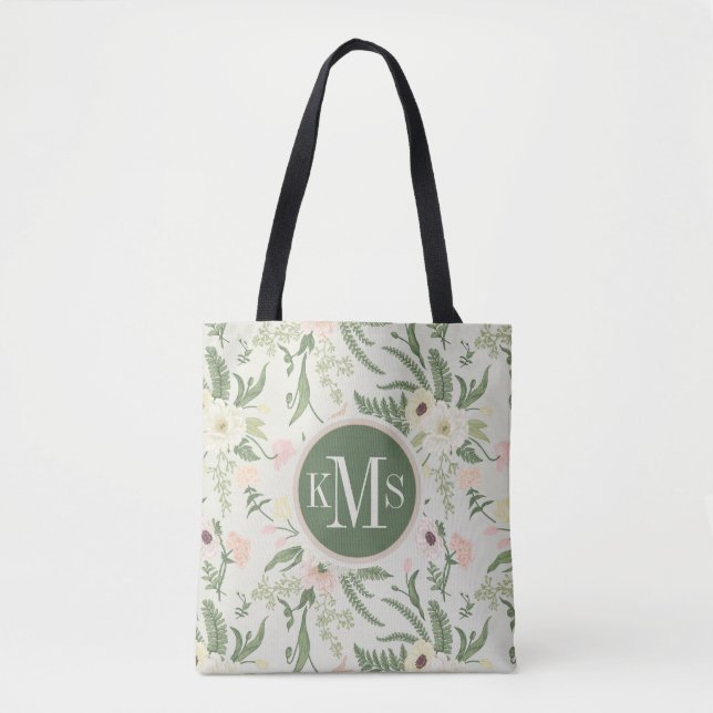 Muster der Blume "Soft Minze Green Garden" Tasche (Vorderseite)