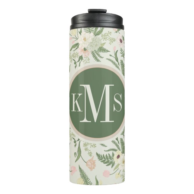 Muster der Blume "Soft Minze Green Garden" Thermosbecher (Vorderseite)
