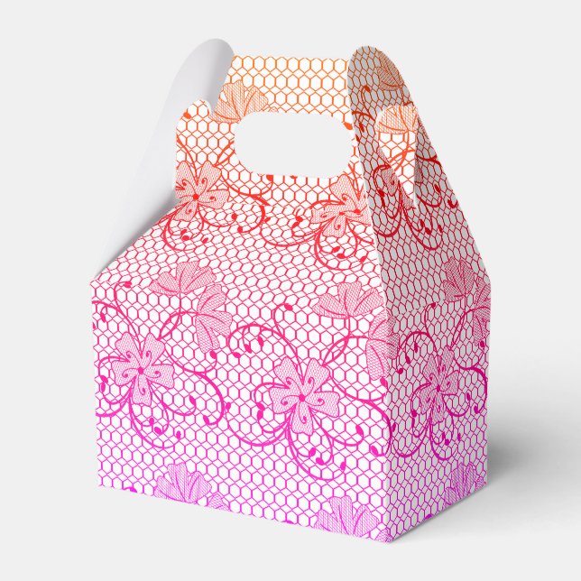 Muster der Blumenmuster in Rosa und Orange Geschenkschachtel (Vorderseite)