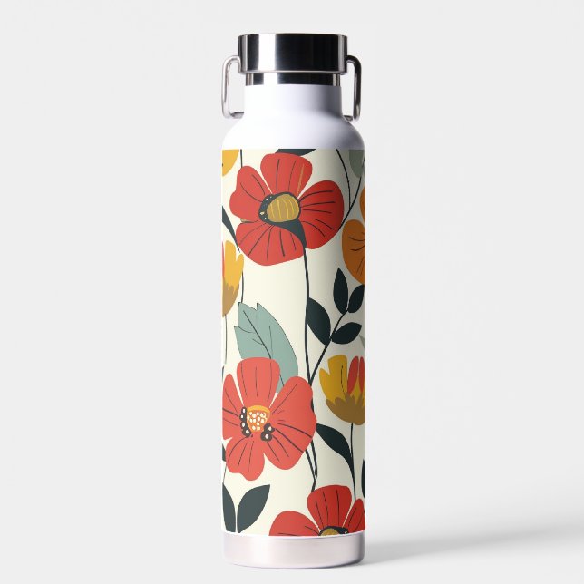 Muster der botanischen Blume des Retro Boho Trinkflasche (Vorne)