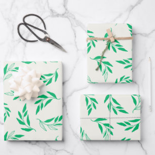 Muster der botanischen grünen Pflanze Geschenkpapier Set