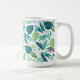 Muster der botanischen tropischen grünen und weiße kaffeetasse