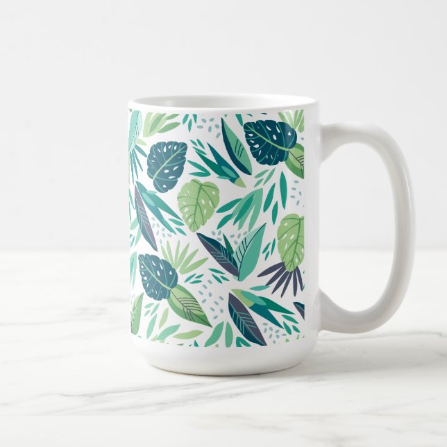 Muster der botanischen tropischen grünen und weiße kaffeetasse (Rechts)