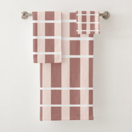 Muster der braunen rosa Streifen Badhandtuch Set