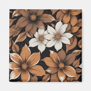 Muster der braunen und weißen Blume Magnet