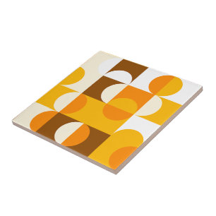 Muster der braunen weißen orangefarbenen Halbkreis Fliese