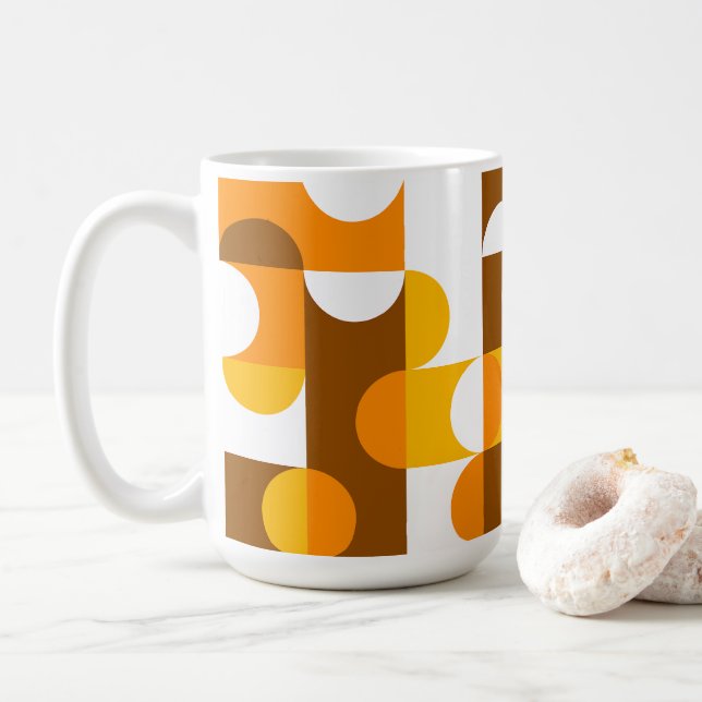 Muster der braunen weißen orangefarbenen Halbkreis Kaffeetasse (Mit Donut)