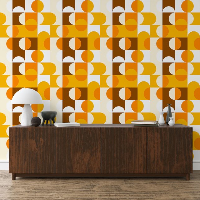 Muster der braunen weißen orangefarbenen Halbkreis Tapete (Von Creator hochgeladen)