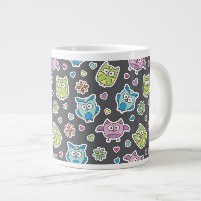 Muster der Cartooneulen Jumbo-Tasse (Vorderseite Rechts)